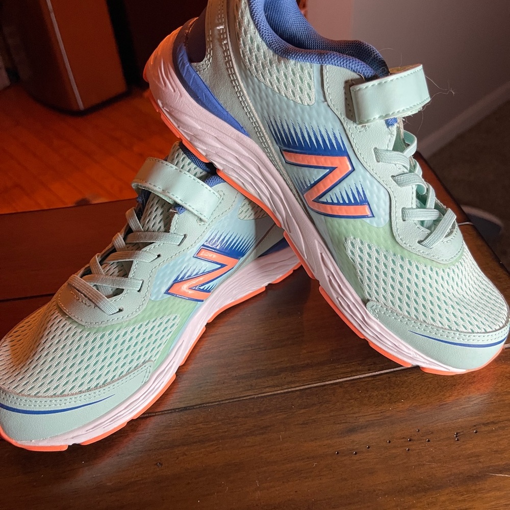 New Balance Green and Blue Athletic Shoes with Velcro Closure